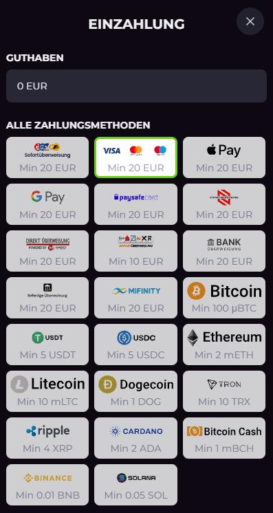 Drakaris Casino Screenshot mit dem Kassenbereich.