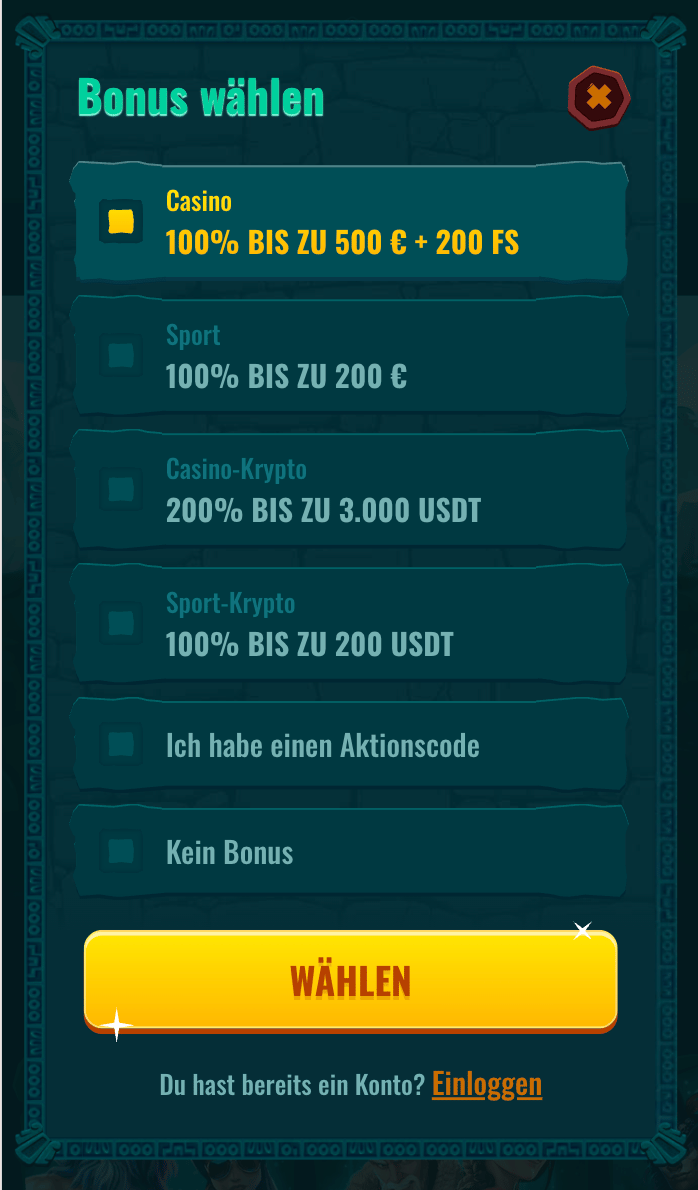 Anmeldeformular im Spinanga Casino