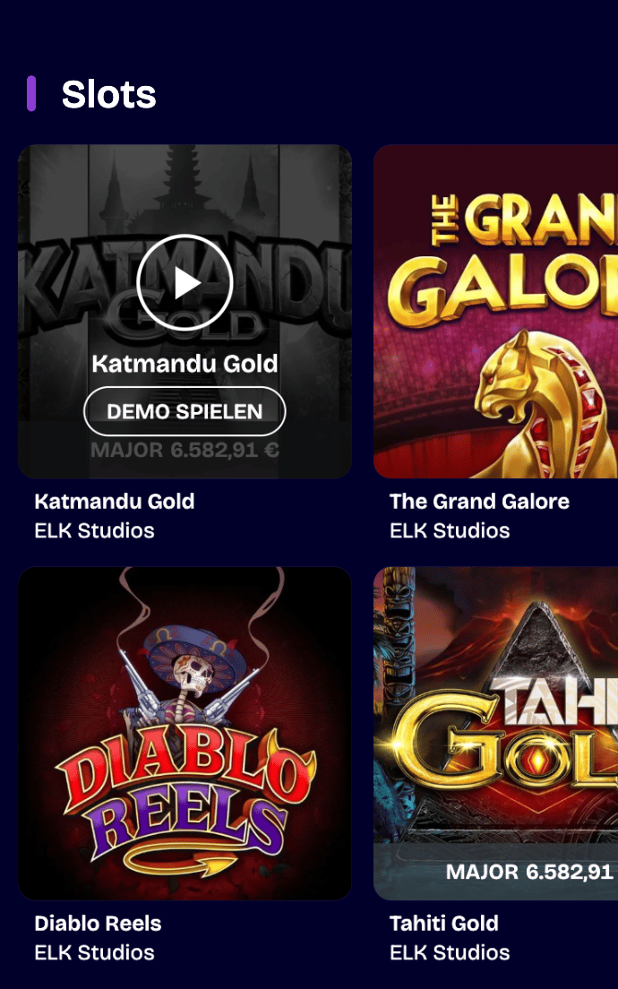 Beispielhafte Spielauswahl im ELK Studios Casino