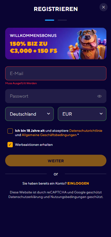 Dazard Casino Registrierung