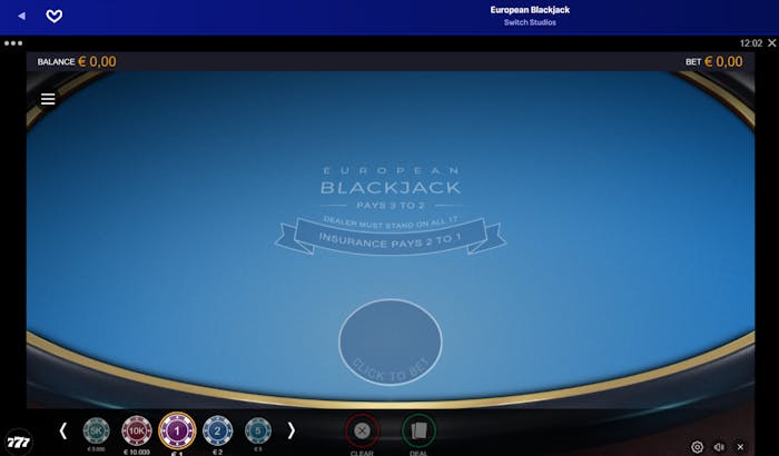 Ein European Blackjack Tisch bei Wonaco Casino 