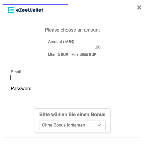Einzahlung im eZeeWallet Casino