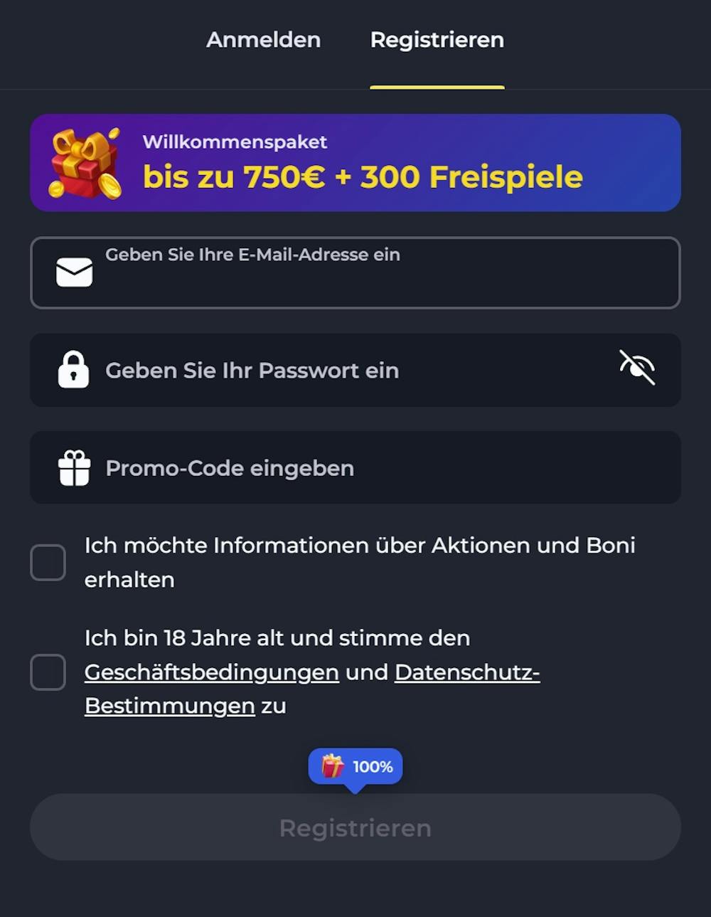 Die Registrierung bei Felixspin Casino