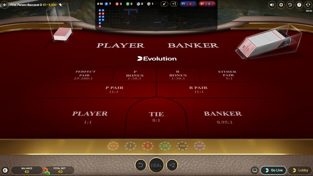 First Person baccarat bei Evolution Gaming