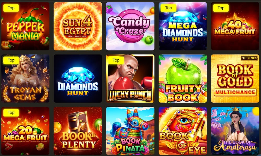 Fizz888 Casino Spielauswahl mit top Spielen