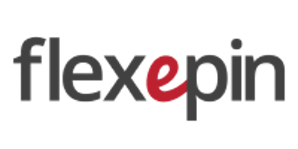 Flexepin Casino Logo mit schwarzer Schrift und rotes e