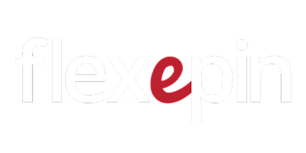 Flexepin Casino Logo in weiß und rot.