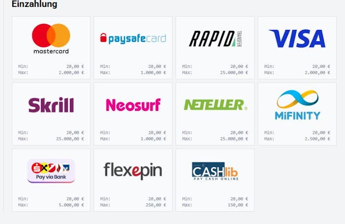 Einzahlungsmethoden im Freespinza Casino