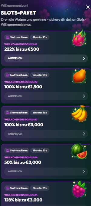Tucan Casino Screenshot mit dem Non Sticky Bonus.