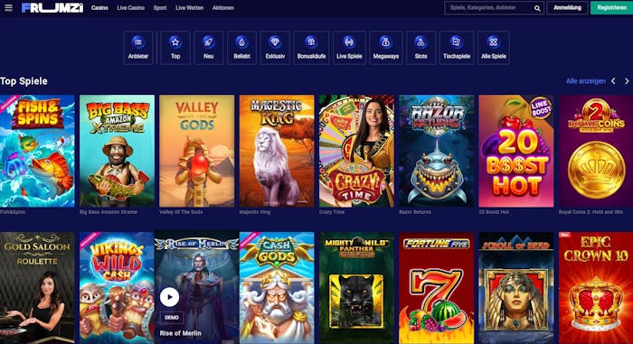 Frumzi Casino Spielauswahl