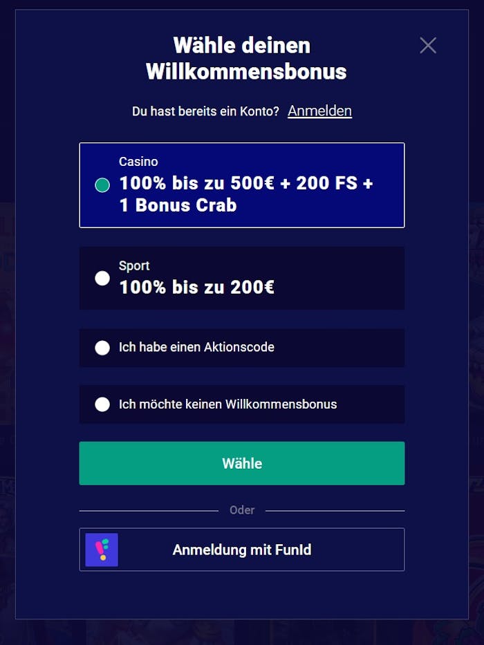 Frumzi Casino Registrierung