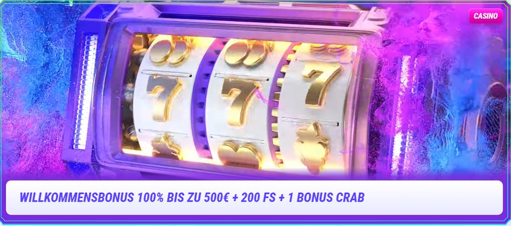 Der Willkommensbonus bei Fun Bet Casino, 100 % bis zu 500 €+ 200 Freispiel + 1 Bonus Krabbe