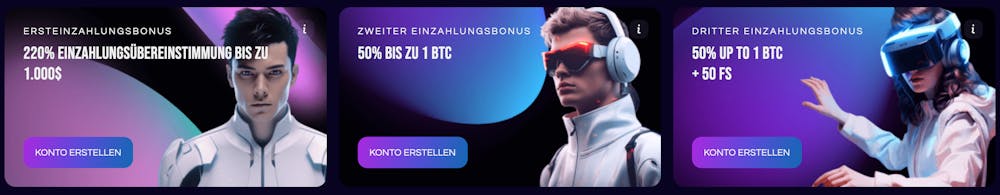 FuturePlay Casino Willkommensbonuspaket auf die ersten drei Einzahlungen