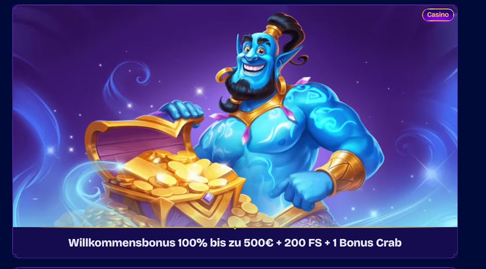 Der Willkommensbonus bei Genieplay Casino, von 100 % bis zu 500 € + 200 Freispiele 