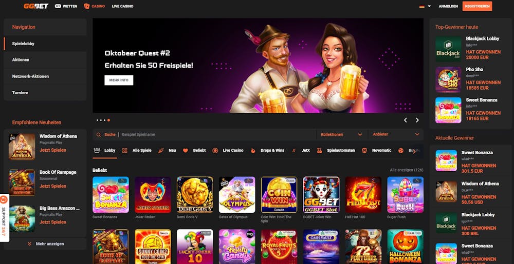 GG.BET Casino Hauptseite