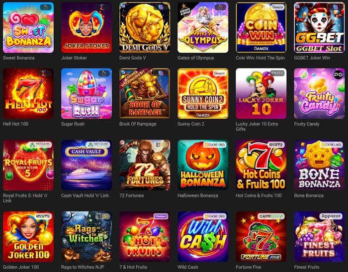 GG.BET Casino Spielauswahl