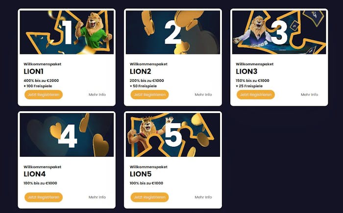 Sofort Willkommensbonus im Goldenlionbet Casino bis zu 6000 Euro und 175 Freispiele