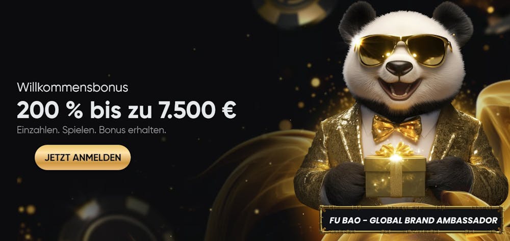 Willkommensbonus im Golden Panda Casino von 200 Prozent bis zu 7500 Euro