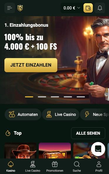 Startseite im Hollycorn Casino Goldex