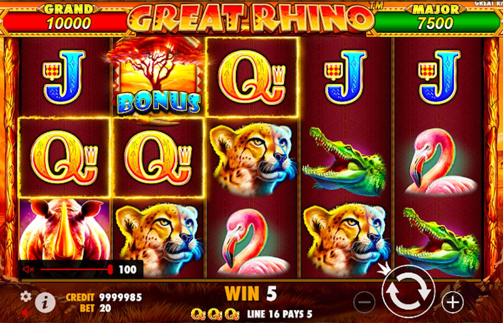 Aufbau des Great Rhino Slots