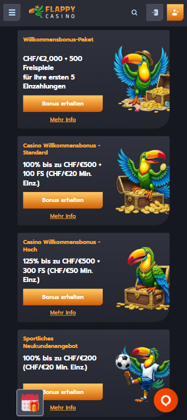 Flappy Casino Willkommensbonus