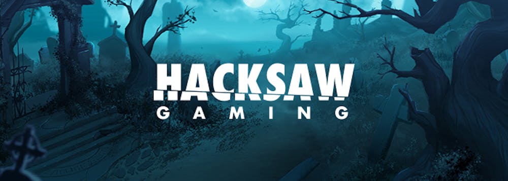 Hacksaw Gaming Logo vor mystischem Hintergrund