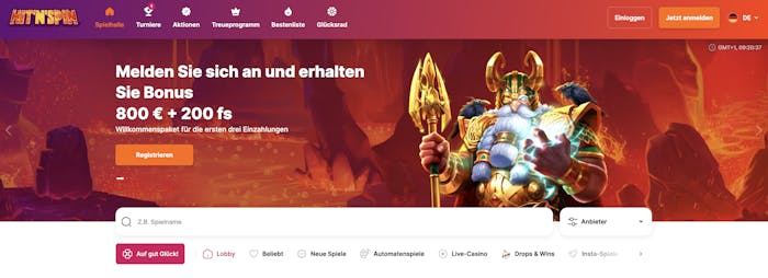 Hit n Spin Casino Startseite