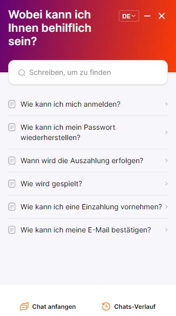 Der Live Chat im Hit n Spin Casino