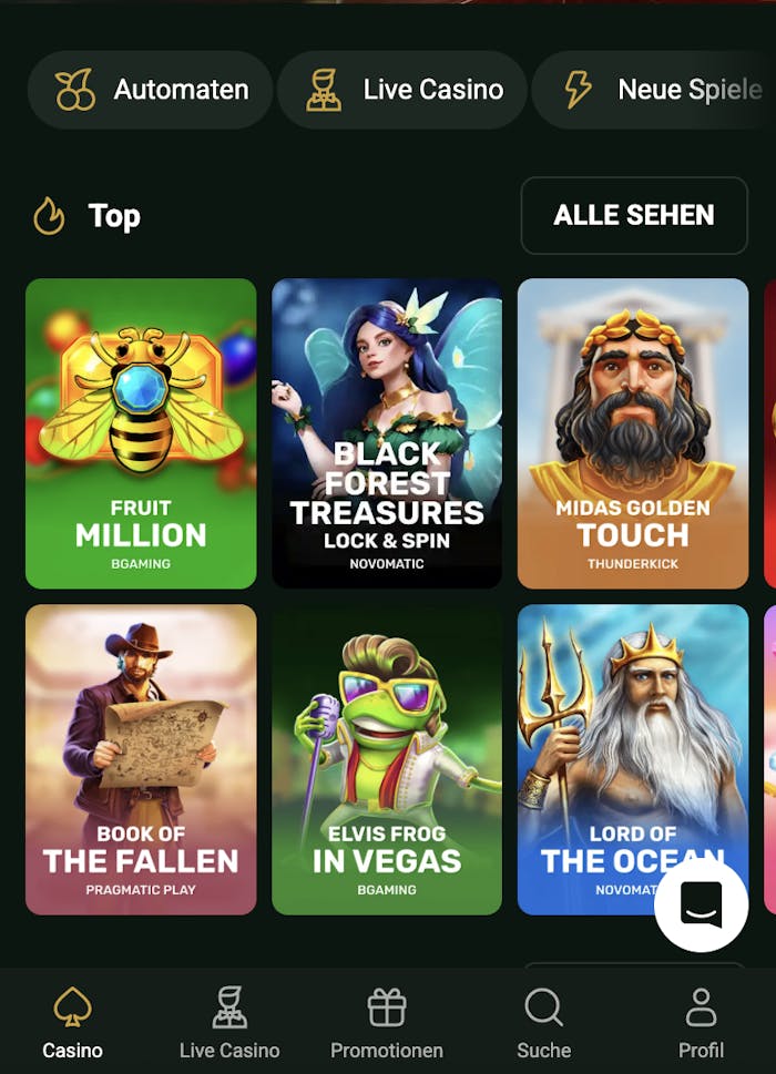 Beispiel für Spielauswahl in Hollycorn N.V. Casinos