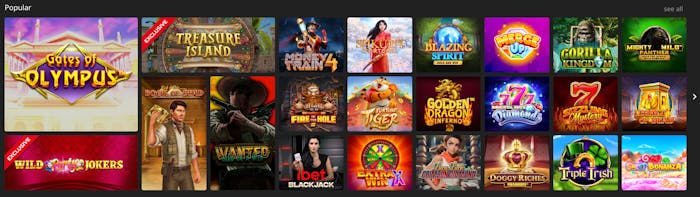 iBet Casino Spielauswahl
