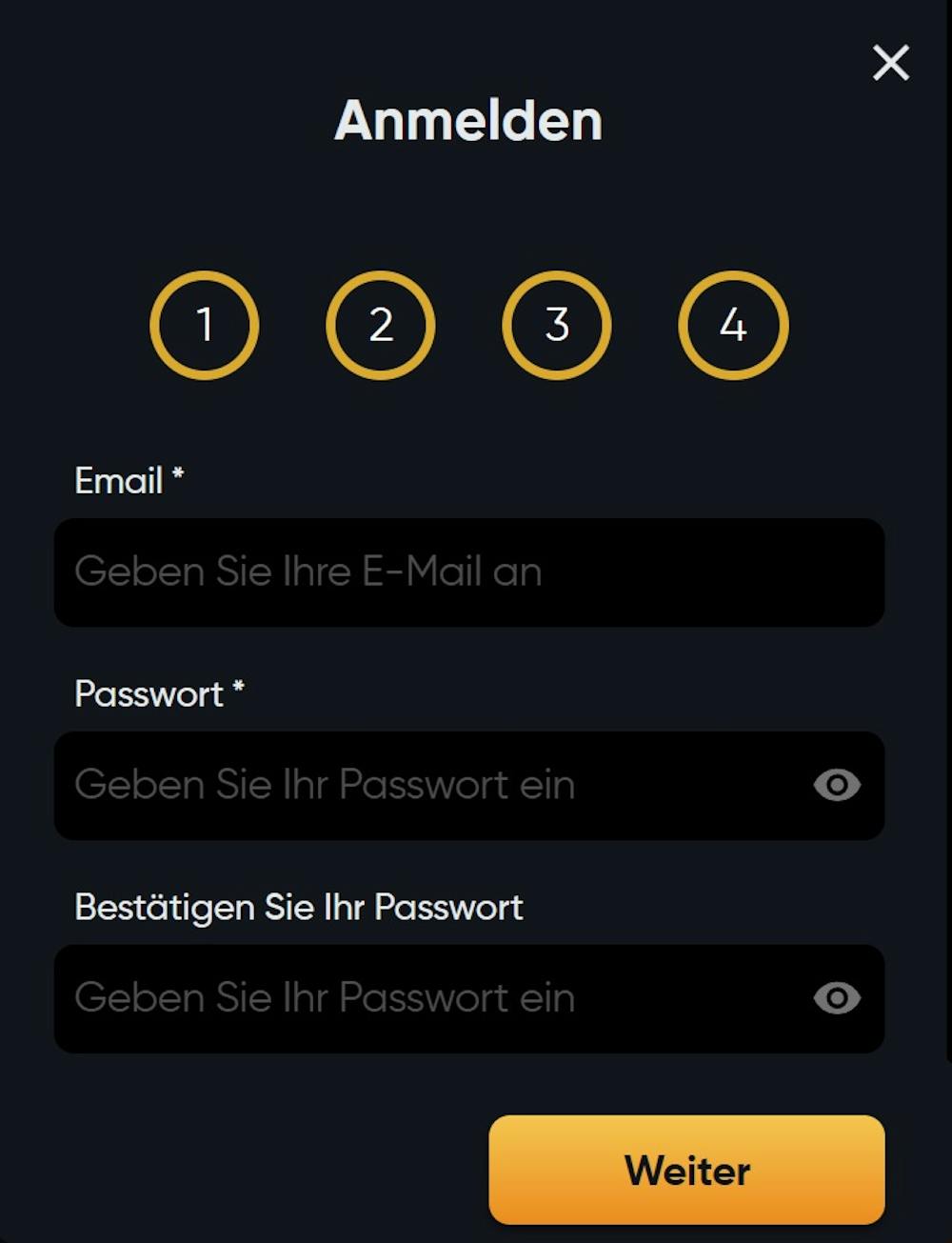 Die Registiermaske bei Instant Casino