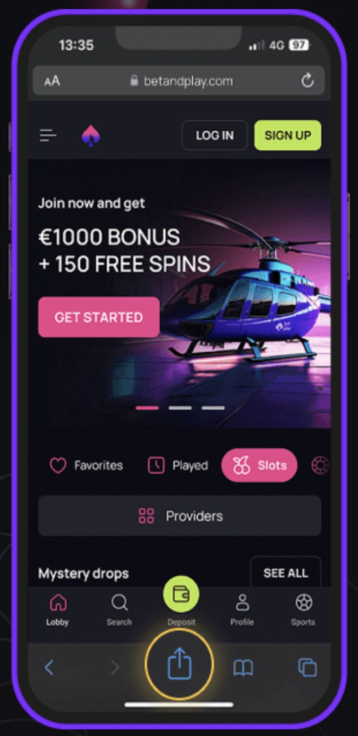 Mobile Ansicht einer iOS Casino App