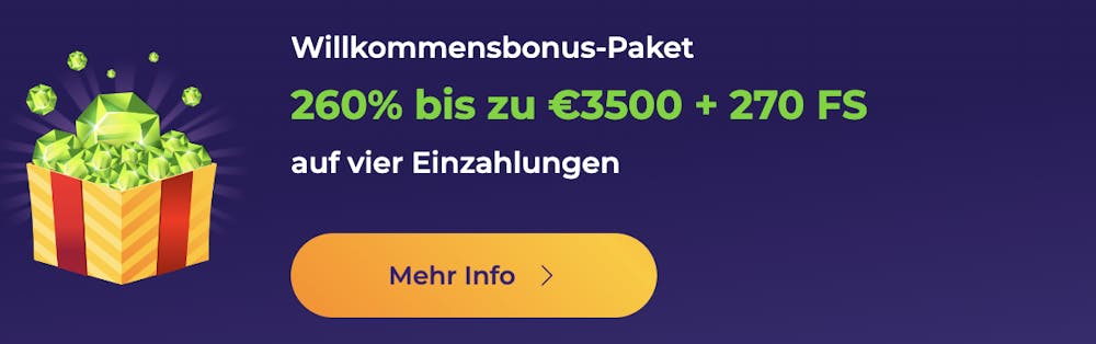 iWil Casino Willkommensbonuspaket von bis zu 3.500 Euro und 270 Freispielen mit 35fachem Umsatz für Bonusgeld und 40-fachem Umsatz für Freispiele