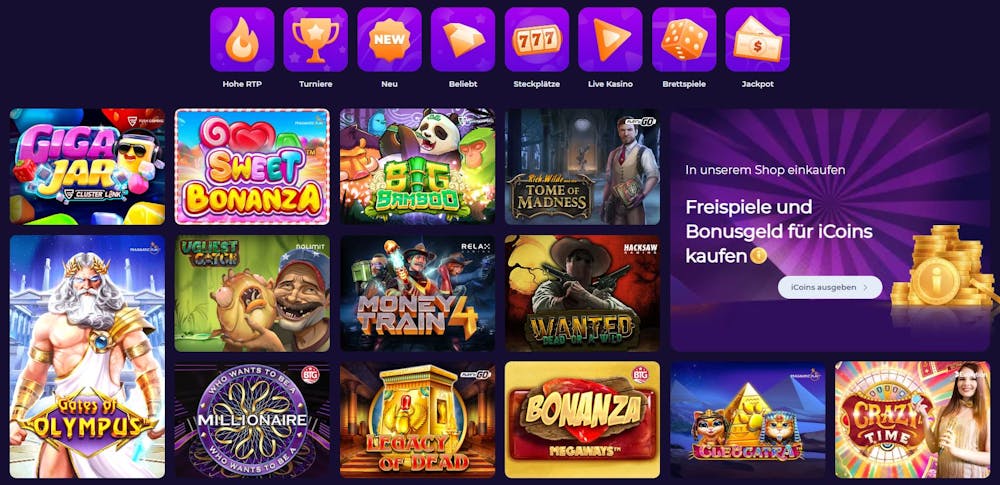 iWild Casino Spielauswahl