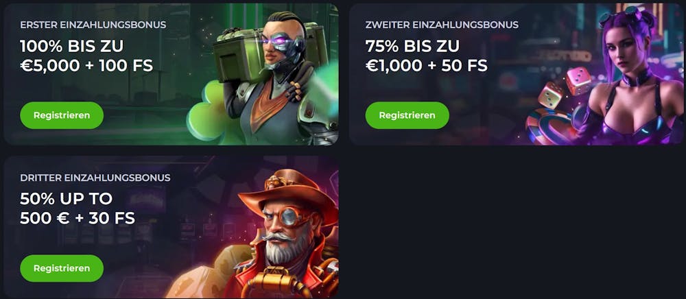 Jeetcity Casino Willkommensbonus auf die ersten drei Einzahlungen