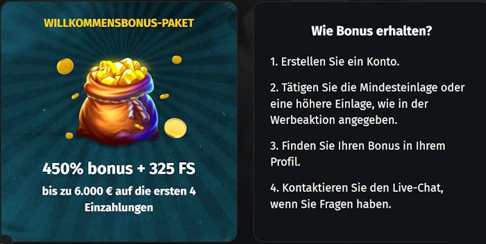 Das Jettbet Willkommensangebot von 450% bis zu 6000€