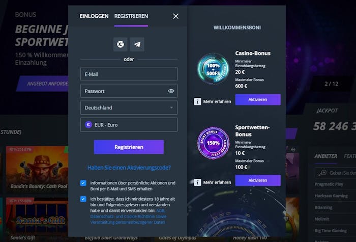 So registrieren Sie sich bei Jet Casino