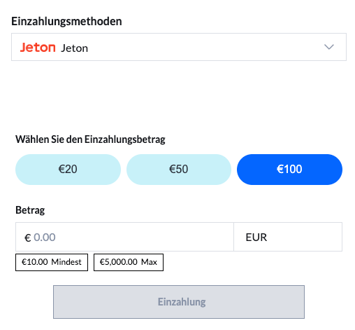 Einzahlung im Jeton Casino 30Bet