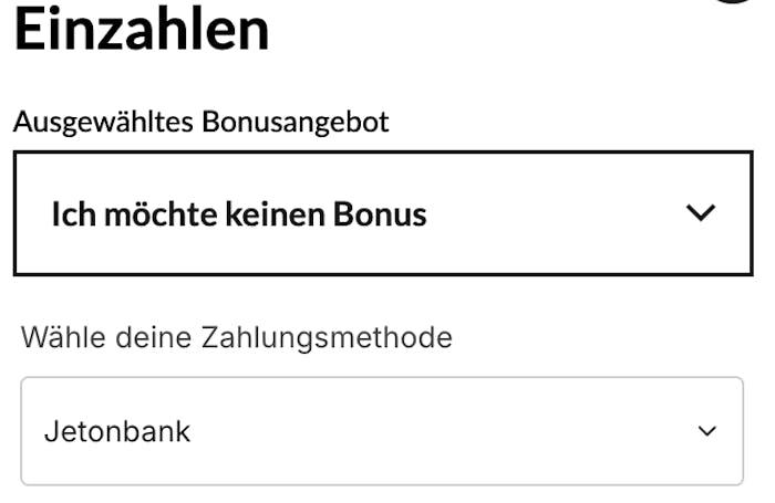 Auswahl von Jeton als Einzahlungsmethode in Jeton Casinos