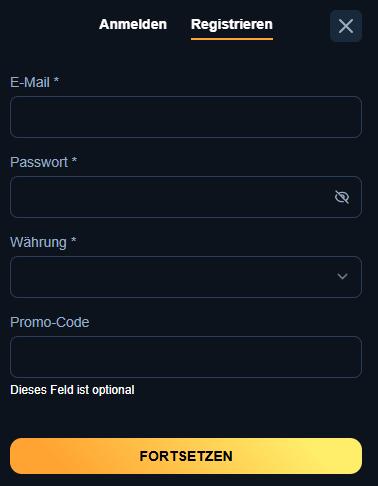 Kaleo Casino Screenshot der die Anmeldeseite zeigt.