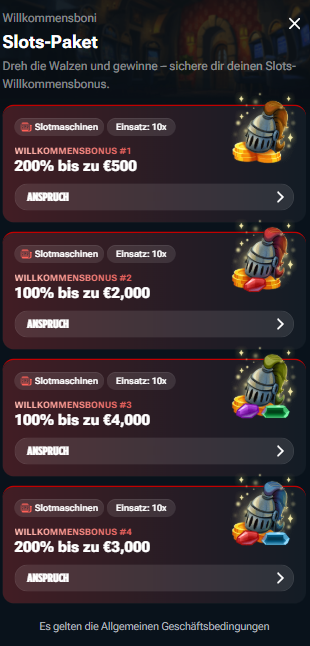 Kingdom Casino Screenshot mit dem 200% Casino Bonus..