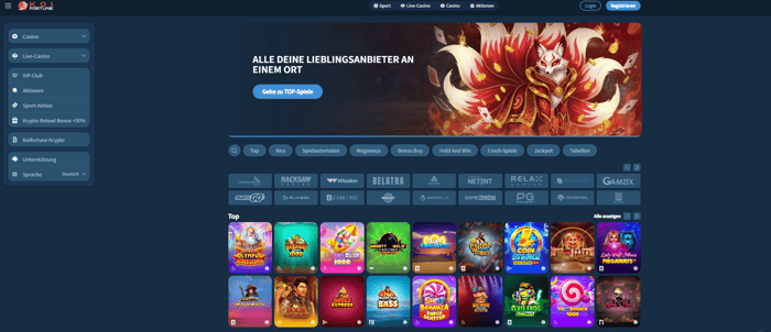 Koifortune Casino Screenshot mit der Statseite und dem Willkommensbonus.