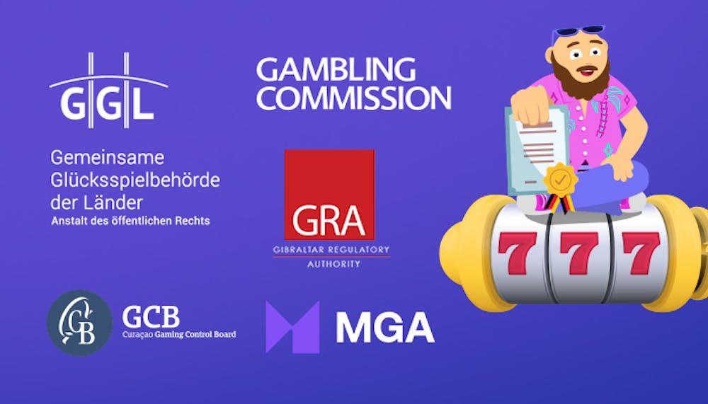 CasinoBernie mit Logos bekannter Glücksspiellizenzbehörden in Echtgeld Casinos