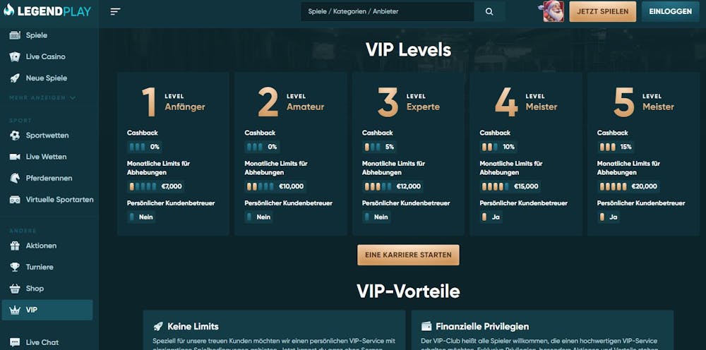 VIP-Programm im Legendplay Casino