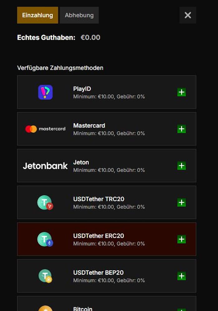 Einzahlungsmethoden im Legiano Casino