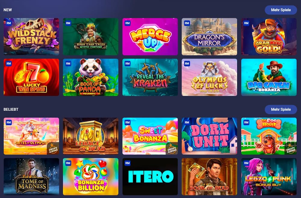 Legzo Casino Spielauswahl