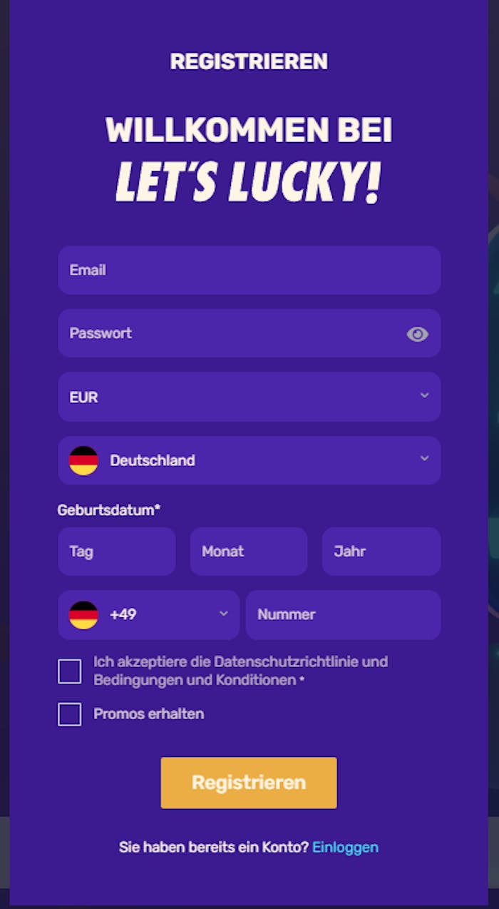 Let's Lucky Casino Registrierung