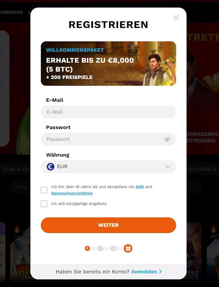 LevelUp Casino Registrierung