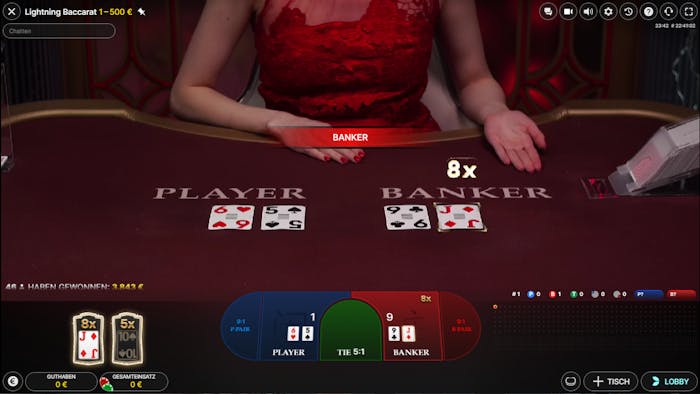 Lightnng Baccarat im Live Casino