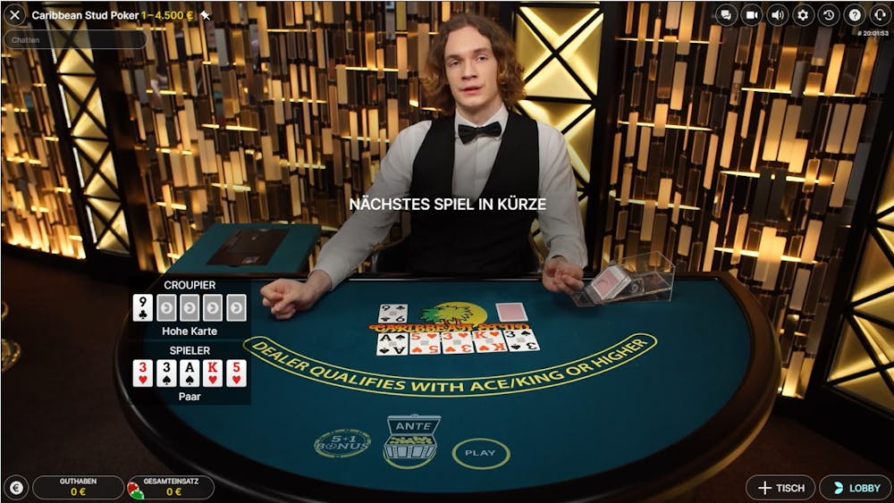 Live Caribbean Poker Tisch